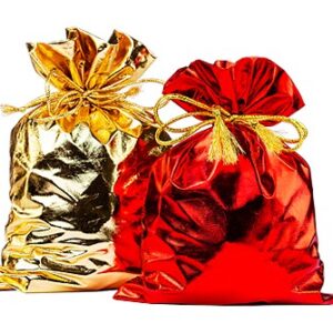 Упаковка для новогодних подарков Мешочек из парчи Золотой