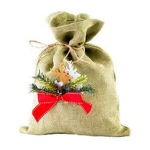 Упаковка для новогодних подарков Мешочек льняной с декором